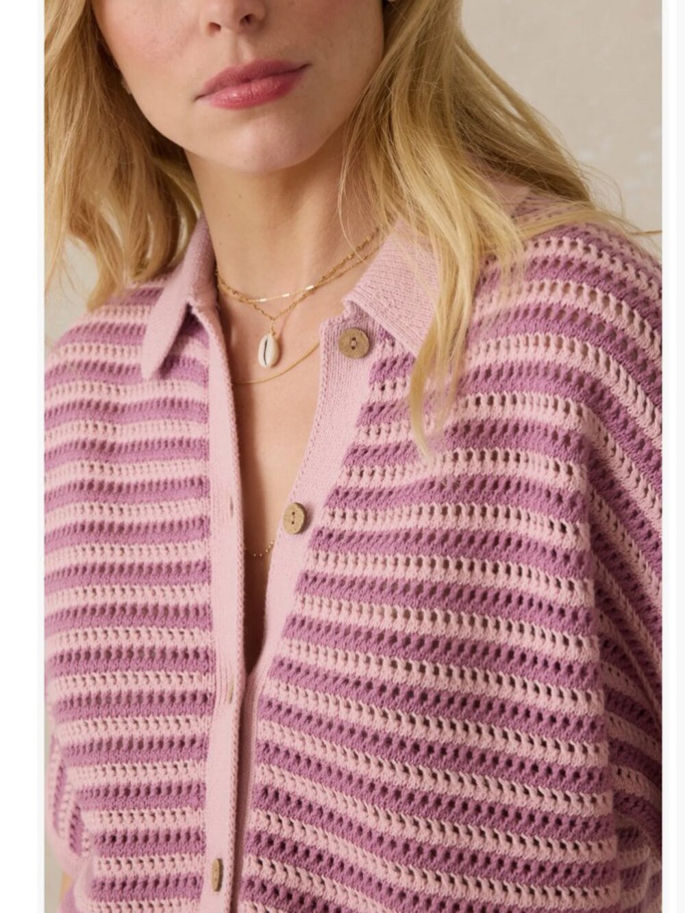 Faherty Seacoast Crochet Open Stitch Shirt